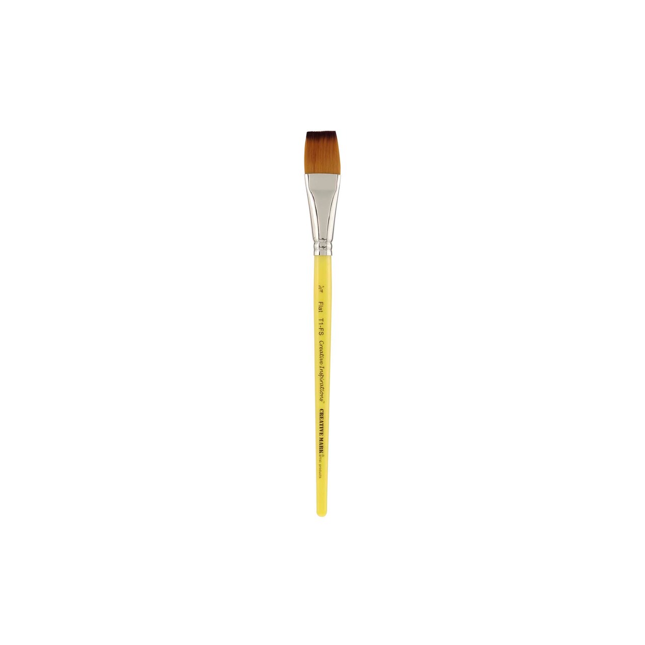 Creative Inspirations Dura-Handle Flat Short Handle Paint Brush - Solid Resin Handle, Synthetic Taklon Paint Brushes, Flat Brush for Oils, Acrylics, Watercolors - Handles Will Not Chip or Crack